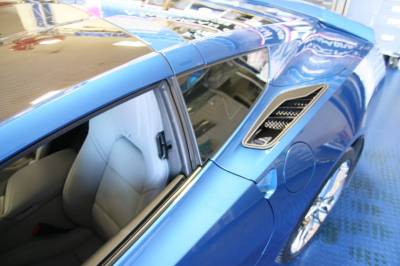 American Car Craft - ACC C7 Corvette Stingray - 2pc Carbon/Fiber Glass w/Stainless Steel Trim Rear Quarter Vent Set 2014 - 52064