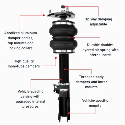 AIRLIFT 76007 MUSTANG S550/S650 FRONT AIR STRUTS WWW.D2BDMOTORWERKS.COM